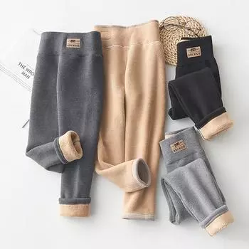 Зимняя одежда для девочек, толстые леггинсы, цельные бархатные уличные теплые узкие брюки с высокой талией для детей 3–12 лет, детские брюки 100cm