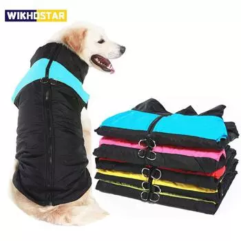 Зимняя одежда для домашних собак, теплая большая куртка для собак, одежда для щенков, водонепроницаемый жилет для домашних животных, куртка для маленьких, средних и больших собак, золотистый ретривер 3XL красный