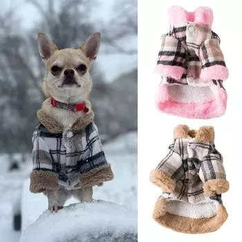 Зимняя одежда для домашних животных, теплая модная клетчатая куртка для собак для маленьких собак, кошек, мягкое пальто для щенков, котят, чихуахуа, Тедди, йоркширский свитер, товары для домашних животных M