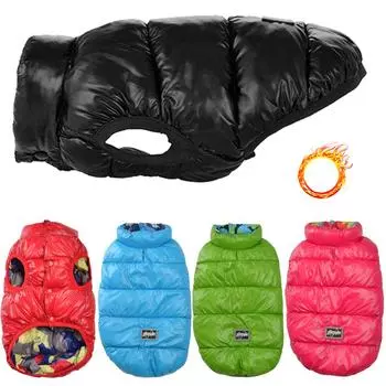 Зимняя одежда для домашних животных, теплая пуховая куртка для собак, жилет, водонепроницаемая двусторонняя одежда для щенков, пальто для маленьких и средних собак, золотистый ретривер, лабрадор 12 синий