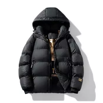 Зимняя одежда для хлеба, черная и золотая, универсальная, ветрозащитная, теплая, короткая, мужская и женская, с хлопковой подкладкой, куртка с капюшоном S