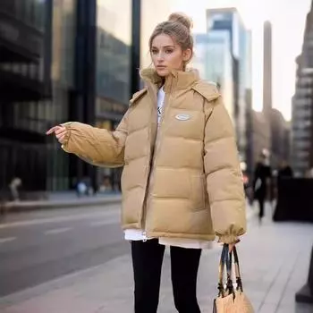 Зимняя одежда для хлеба, одежда для пуха, женская американская ретро-куртка большого размера S серый