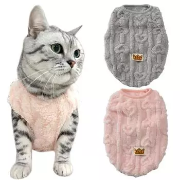 Зимняя одежда для кошек, однотонный теплый флисовый свитшот для домашних животных, одежда для маленьких собак, осенний мягкий жилет для щенков и котят, одежда для кошек, чихуахуа XS розовый