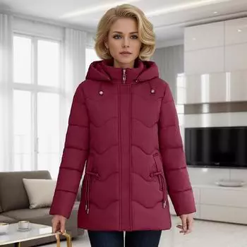 Зимняя одежда для мам, хлопковая утолщенная куртка, пуховая хлопковая одежда средней и длинной длины для пожилых женщин, осенняя и зимняя одежда из хлопка высокого класса XL фиолетовый