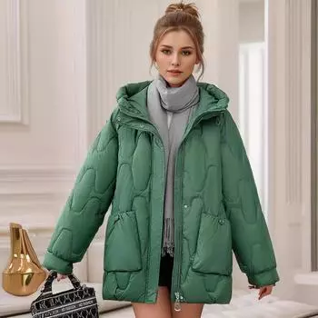 Зимняя одежда для мам среднего возраста, иностранный стиль, средние и длинные пуховые вещи, новые куртки, утепленная одежда для пожилых женщин L чёрный