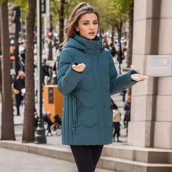 Зимняя одежда для мам, утолщенная куртка, средняя и длинная, для пожилых женщин, осенняя и зимняя хлопковая одежда YIM-8602 XL синий