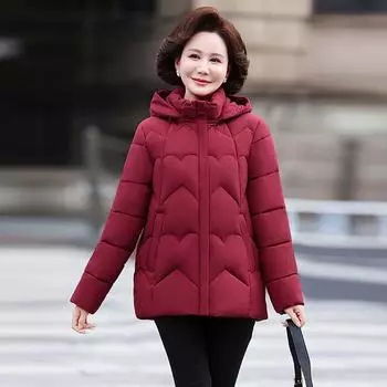 Зимняя одежда для матери среднего возраста, пуховая хлопковая одежда в иностранном стиле, модная хлопковая одежда с добавлением хлопка для женщин среднего и пожилого возраста XL