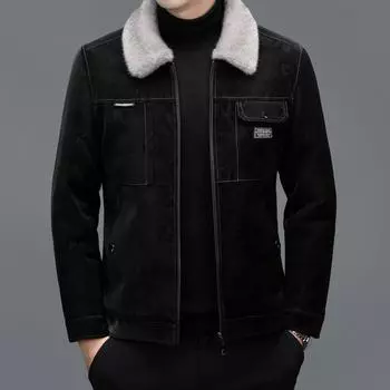 Зимняя одежда для мужчин среднего и пожилого возраста, одежда для отцов, меховая цельная кожаная куртка, кожаная куртка, полупальто, утепление M