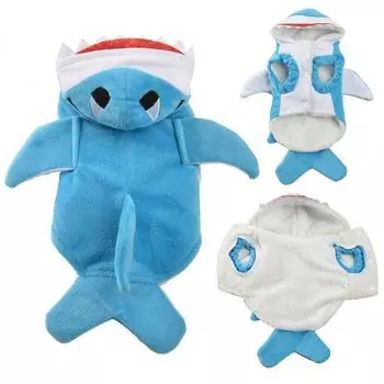 Зимняя одежда для собак, милый костюм акулы, теплое флисовое пальто для щенка, куртка, одежда для маленьких собак XS