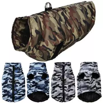 Зимняя одежда для собак с камуфляжным принтом для больших собак, жилет, куртка, водонепроницаемое пальто для золотистого ретривера, наряды для лабродора 7XL зелёный