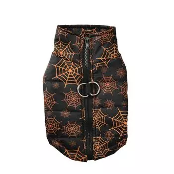 Зимняя одежда для собак средних и маленьких пород, кошек, ветрозащитная, теплая, на Хэллоуин, куртка для щенка с принтом тыквы, костюм для йоркширского бигля S