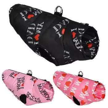 Зимняя одежда для собак средних и маленьких пород, куртка для щенков, жилет для кошек с D-образным кольцом на молнии, модный костюм для домашних животных с принтом в виде сердечек, пальто для мопсов S