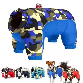 Зимняя одежда для собак, супер теплая куртка, плотное хлопковое пальто, непромокаемая одежда для маленьких собак, домашних животных, французского бульдога, щенка S светло-синий