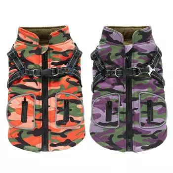 Зимняя одежда для собак, теплое пальто для собак со шлейкой, одежда для щенков французского бульдога, водонепроницаемый жилет для домашних животных, куртка для маленьких и средних собак S