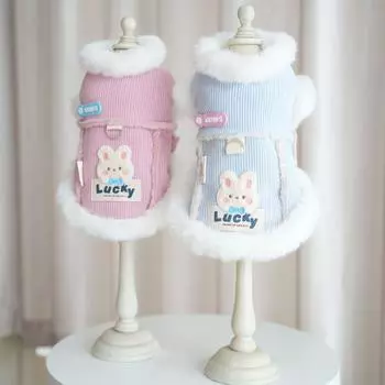 Зимняя одежда для собак, теплый флисовый комбинезон для кошек, одежда для щенков, платье для чихуахуа, пальто с поводком и D-образным кольцом S