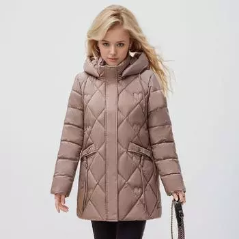 Зимняя одежда для женщин среднего возраста, средняя и длинная, на хлопковой подкладке, утолщенная свободная одежда для женщин на хлопковой подкладке, а также большие размеры XL хаки