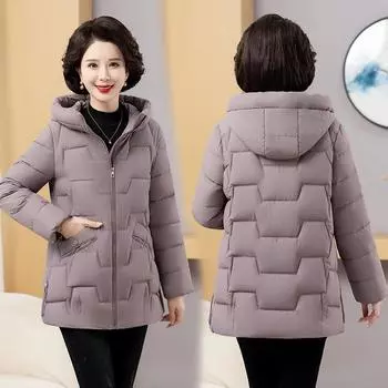Зимняя одежда из хлопка с капюшоном для мам среднего возраста, иностранный стиль, для маленьких мужчин, среднее и длинное зимнее пальто, модная женская хлопковая подкладка L чёрный
