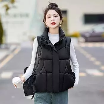 Зимняя одежда из хлопка, женская мода, новый нишевый дизайн, жилет Sense с капюшоном и воротником-стойкой, теплое пальто M белый
