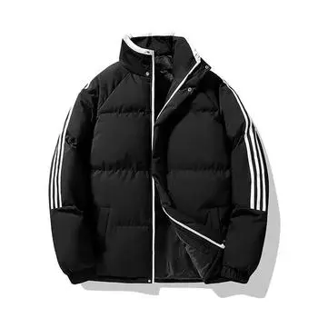 Зимняя одежда из плотного хлопка для мужчин и женщин, свободные повседневные куртки, хлопковые куртки, толстые стоячие воротники, хлопковые куртки, теплая одежда для пар XXXL чёрный