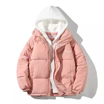 Зимняя одежда из плотного хлопка, свободная модная женская куртка из двух частей с капюшоном и капюшоном M розовый