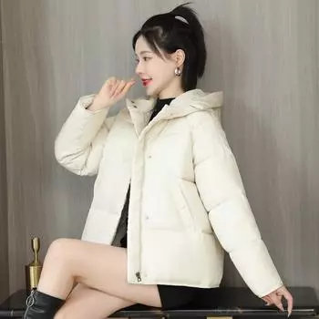 Зимняя одежда на хлопковой подкладке, женская короткая свободная одежда с капюшоном, теплая зимняя одежда на хлопковой подкладке, женские куртки, куртки на хлопковой подкладке, прилив S белый