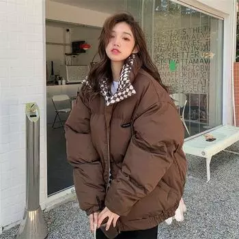 Зимняя одежда, новая, большого размера, утолщенная одежда из хлопка, женская одежда из хлопка с пухом, маленький воротник-стойка, короткий, снаружи S белый