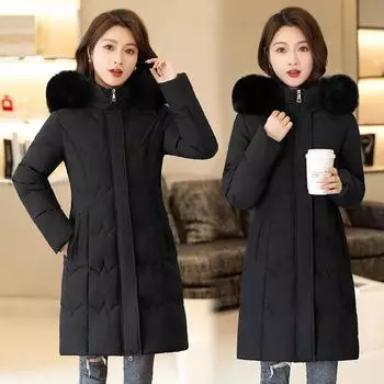 Зимняя одежда Пальто Парки Зимняя куртка Женская парка с капюшоном и меховым воротником Толстые теплые женские куртки Студенческие пальто Женская одежда XXL белый