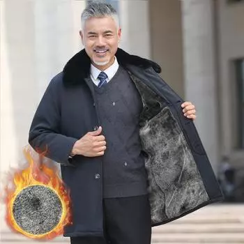 Зимняя одежда папы, одежда из бархата и утолщенного хлопка, осенне-зимнее мужское пальто на хлопковой подкладке средней ценовой категории, теплая куртка средней ценовой категории M