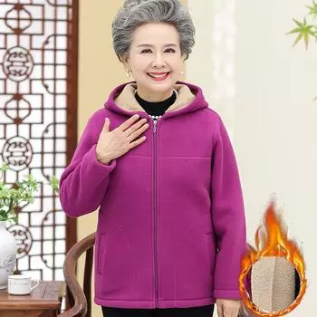 Зимняя одежда Плюс бархатная утолщенная флисовая куртка с капюшоном на молнии Одежда для пожилых людей Зимняя стеганая куртка из хлопка XXXXXL красный