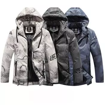 Зимняя одежда с хлопковой подкладкой для мальчиков, повседневная облегающая куртка с капюшоном в гонконгском стиле, молодежная утолщенная куртка с хлопковой подкладкой L белый
