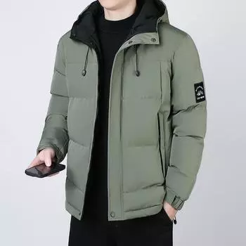 Зимняя одежда с хлопковой подкладкой Мужская утепленная свободная модная теплая куртка с хлопковой подкладкой с капюшоном Большое пальто с хлопковой подкладкой Зимнее ветрозащитное пальто S чёрный