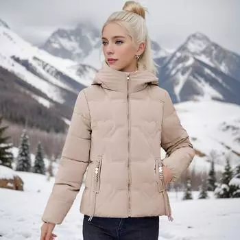 Зимняя одежда с хлопковой подкладкой женская мода пуховая одежда с хлопковой подкладкой женская тонкая и утолщенная куртка с капюшоном с хлопковой подкладкой M [Recommended below 55kg] фиолетовый