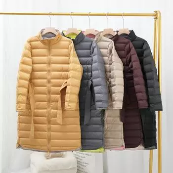 зимняя одежда средний и длинный воротник-стойка соответствующий цвет модный темперамент корейская версия белая утиная пуховая теплая куртка M жёлтый