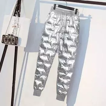 Зимняя одежда, водонепроницаемые ветрозащитные брюки, зимние мужские брюки, зимние теплые брюки, женские глянцевые брюки XXXXXL чёрный