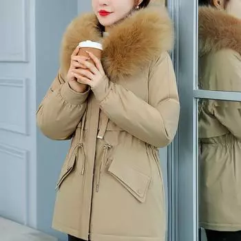 Зимняя одежда женские тяжелые куртки пальто женские винтажные одежды в стиле колледжа средней длины новая модель M белый