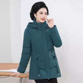 Зимняя одежда, зимняя новая пуховая одежда на ватном подкладе, теплая одежда на ватном подкладе, утолщенная вышитая одежда для людей среднего и пожилого возраста XL чёрный