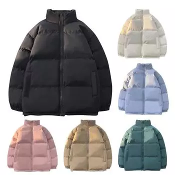 Зимняя однотонная Свободная утолщенная хлопковая куртка с воротником-стойкой, кардиган, пальто L бежевый