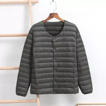 Зимняя осень мужская легкая пуховая куртка мужская пуховая куртка тонкая ветрозащитная портативная легкая куртка теплая подкладка XXXXL чёрный