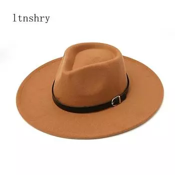 Зимняя осенняя имитация шерстяной шляпы с широкими полями для женщин и мужчин, дамская шляпа-федора, топ, джазовая шляпа, европейско-американские круглые кепки, шляпы-котелки
