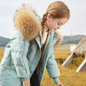 Зимняя осенняя одежда для девочек, теплая куртка-пуховик для девочек, парка с капюшоном, верхняя одежда для детей среднего и большого возраста, пальто, зимний комбинезон 170cm белый