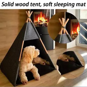 Зимняя палатка для собак в помещении, домик для сна, палатка для собак, твердая деревянная опора для кошек, деревянная вилла, съемная, моющаяся, товары для домашних животных