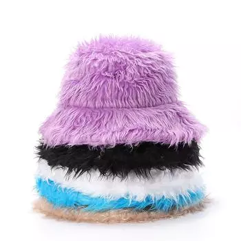 Зимняя панама из искусственного меха, мужская однотонная утолщенная мягкая теплая пушистая панама, женская кепка, уличная модная женская шапка в рыбацком стиле для отдыха белый