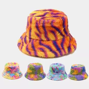 Зимняя панама унисекс контрастного цвета, толстый плюш с плоским верхом, сохраняющий тепло, складная