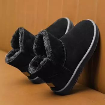 Зимняя пара больших размеров, модная, легкая, толстая и теплая, с плюшевой высокой хлопковой обувью и зимними ботинками 36-45 36 чёрный