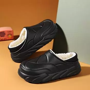 Зимняя пара больших размеров, модная уличная обувь на толстой подошве из хлопка, домашние тапочки с плюшевой изоляцией, хлопковая обувь 36-45 36 белый