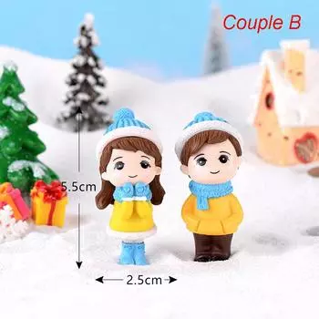 Зимняя пара Diy Мини Миниатюрная Фигурка Снеговик Микро Пейзаж Сад Декор Couple B