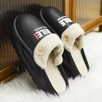 Зимняя пара модных легких утолщенных и плюшевых теплых хлопковых туфель домашние хлопковые тапочки однорядные тапочки 36-45 36 чёрный