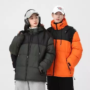 Зимняя пара, сочетающая хлопчатобумажную одежду с капюшоном, одинаковая повседневная одежда для мужчин и женщин, утолщенная и с добавлением хлопка для сохранения тепла M белый