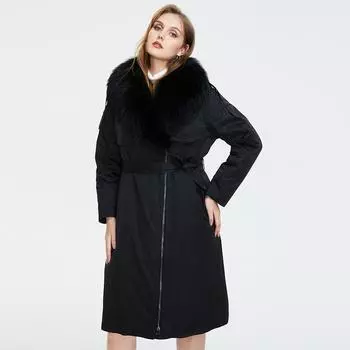 Зимняя парка Астрид из натурального меха с воротником, съемный плащ, куртка больших размеров для женщин L чёрный