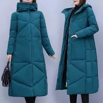 Зимняя парка для женщин больших размеров в национальном стиле с длинной подкладкой XL красный